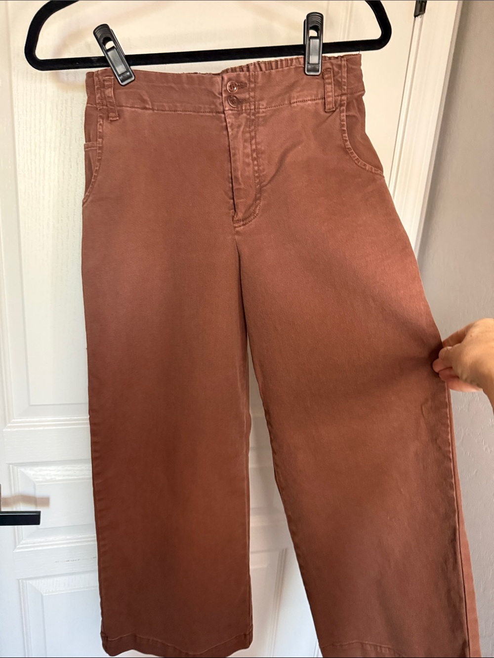 Wide Leg High-Rise Pants in Rust Brown